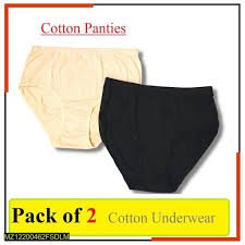 2 Pcs Womens Cotton Plain Panties
