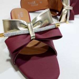Stylish Maroon Block Heel Slip