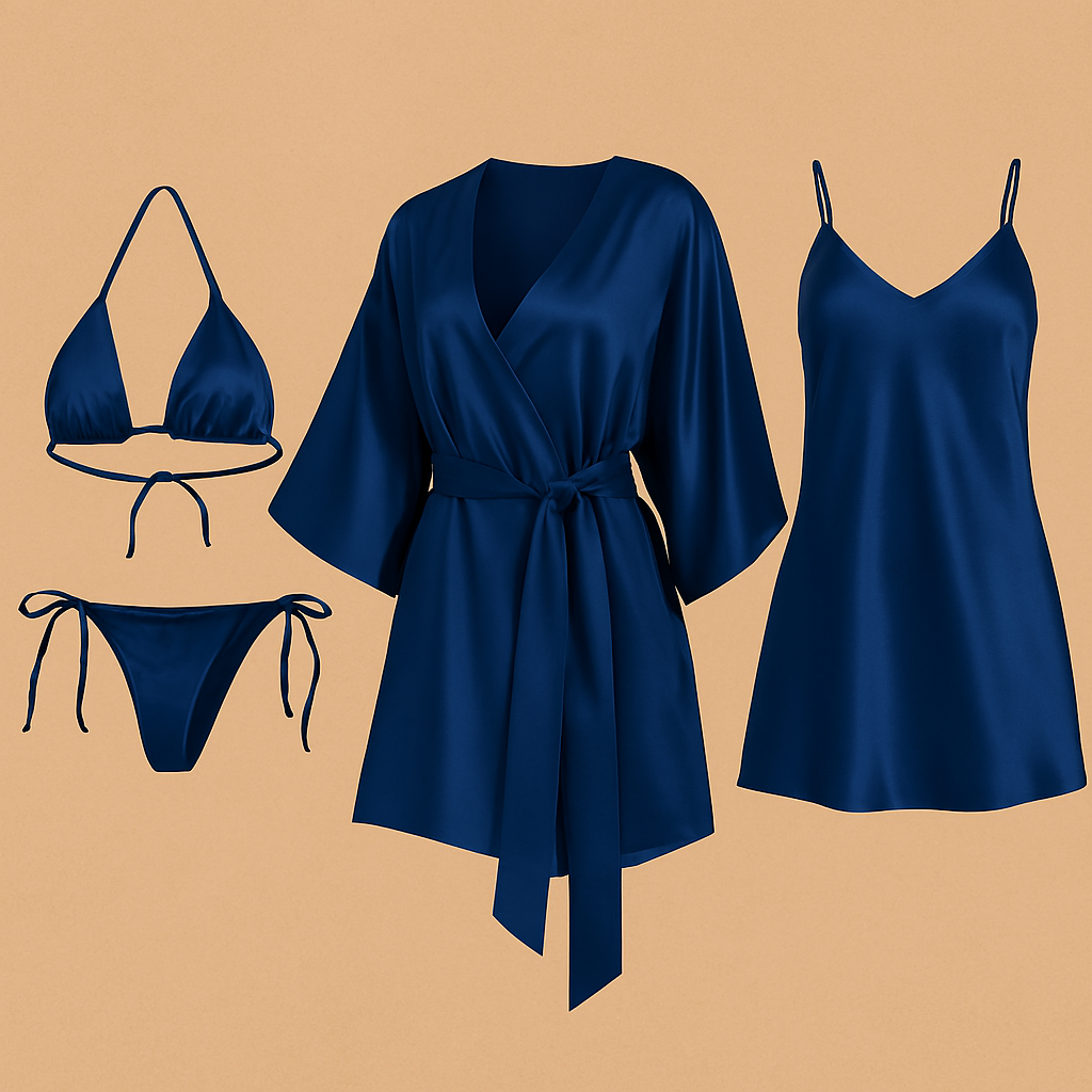 4 PCs-Style Satin Lingerie Set - Image 2