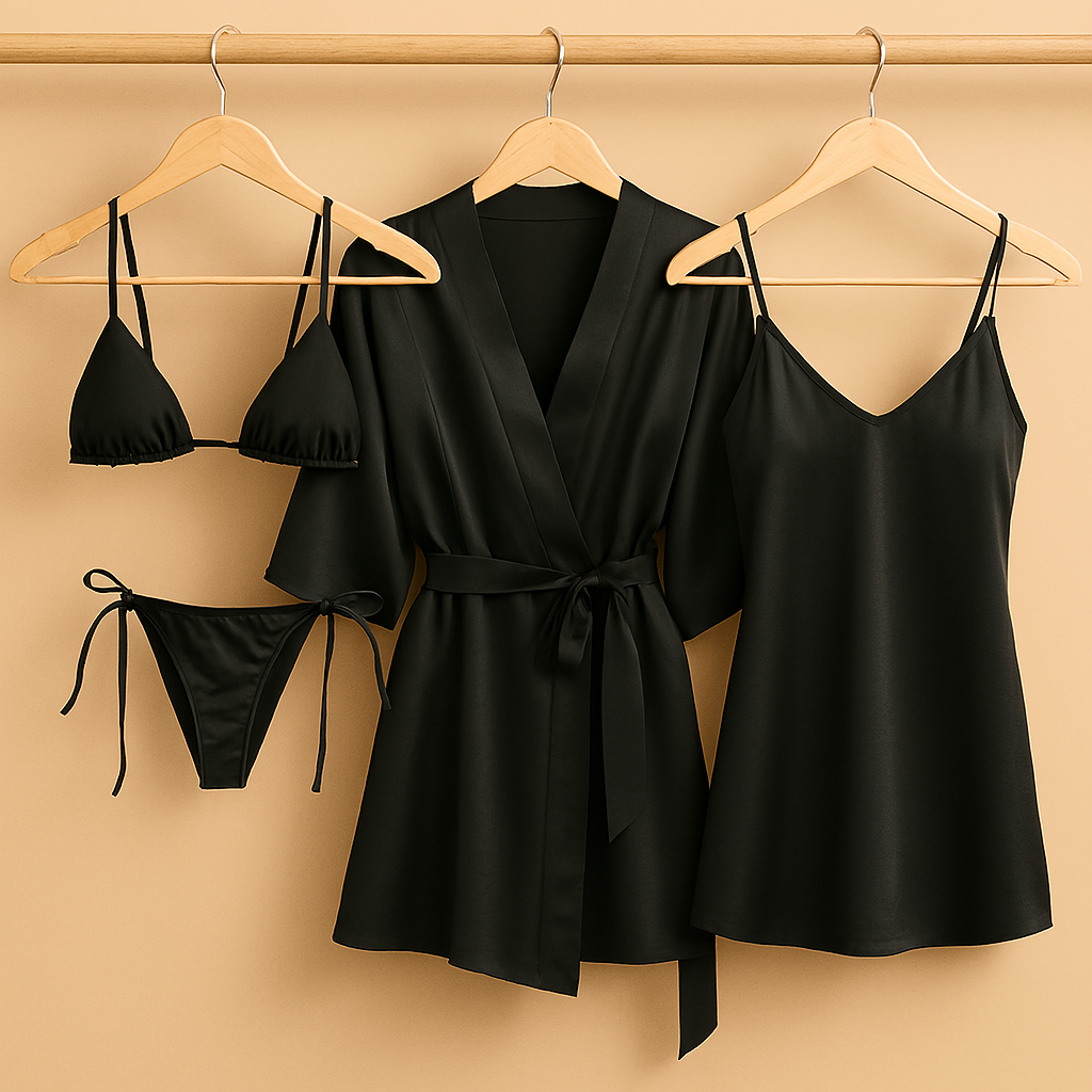 4 PCs-Style Satin Lingerie Set - Image 4
