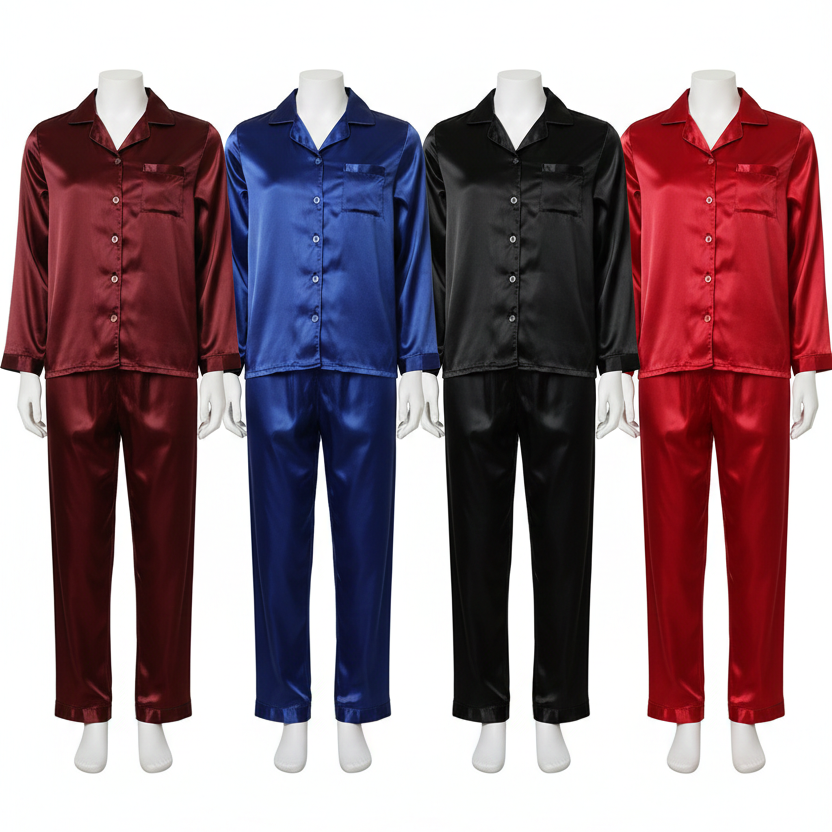 Couple Night Suit Silk Satin Pajama Set - Image 5