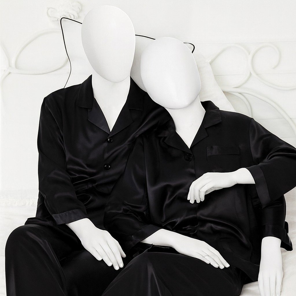Couple Night Suit Silk Satin Pajama Set - Image 2