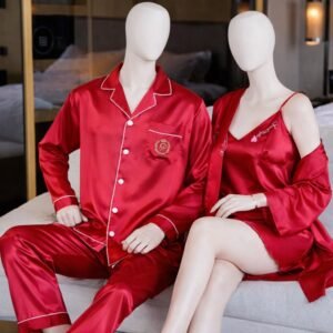 Couple Night Dress Silk Sleepwear Set