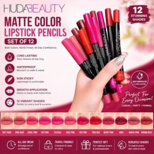 Huda Beauty Matte Color Lipstick Pencils Set Of 12