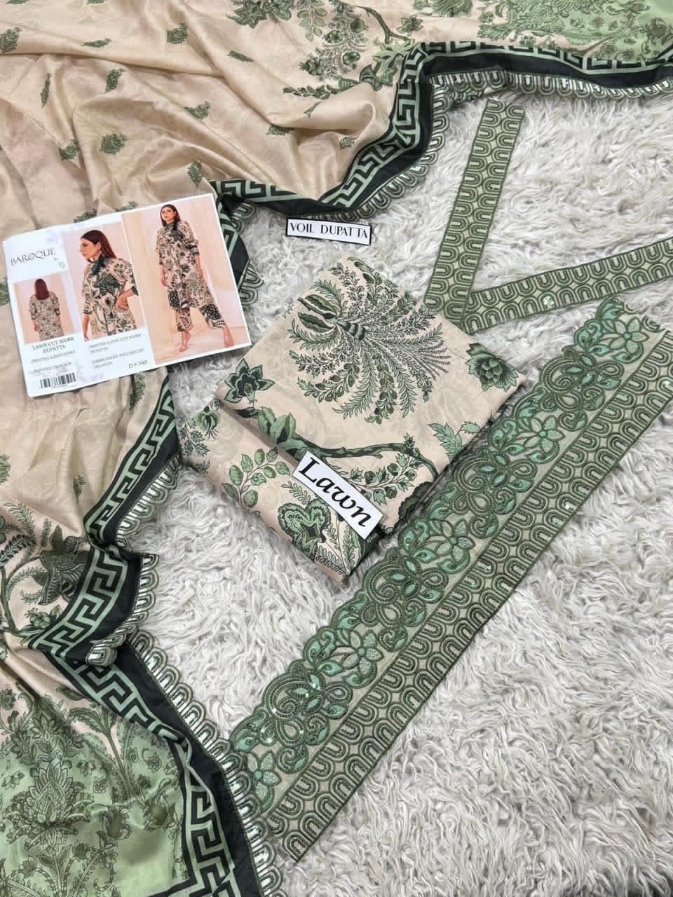 *LAWN Printed 3pc With LAWN READY TO WEAR DUPATTA & Patches* - Image 4