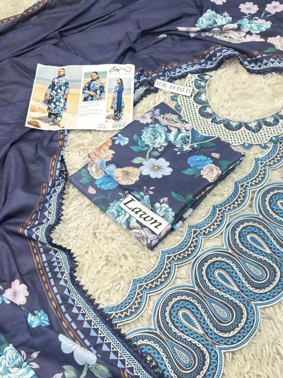 *LAWN Printed 3pc With LAWN READY TO WEAR DUPATTA & Patches* - Image 5