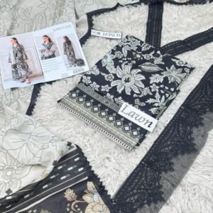 *LAWN Printed 3pc With LAWN READY TO WEAR DUPATTA & Patches*