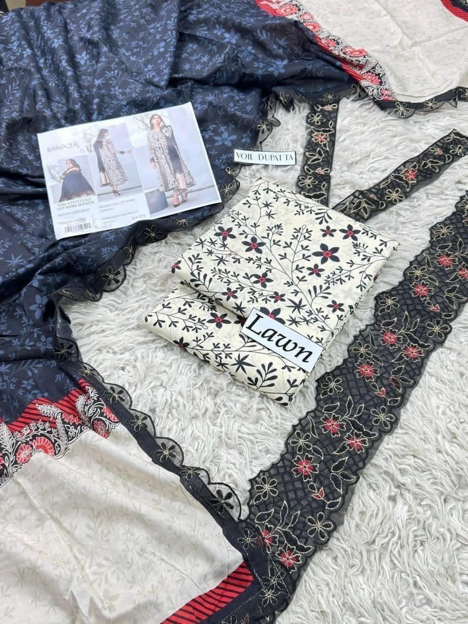 *LAWN Printed 3pc With LAWN READY TO WEAR DUPATTA & Patches* - Image 6