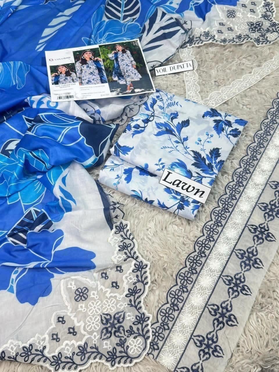 *LAWN Printed 3pc With LAWN READY TO WEAR DUPATTA & Patches* - Image 8